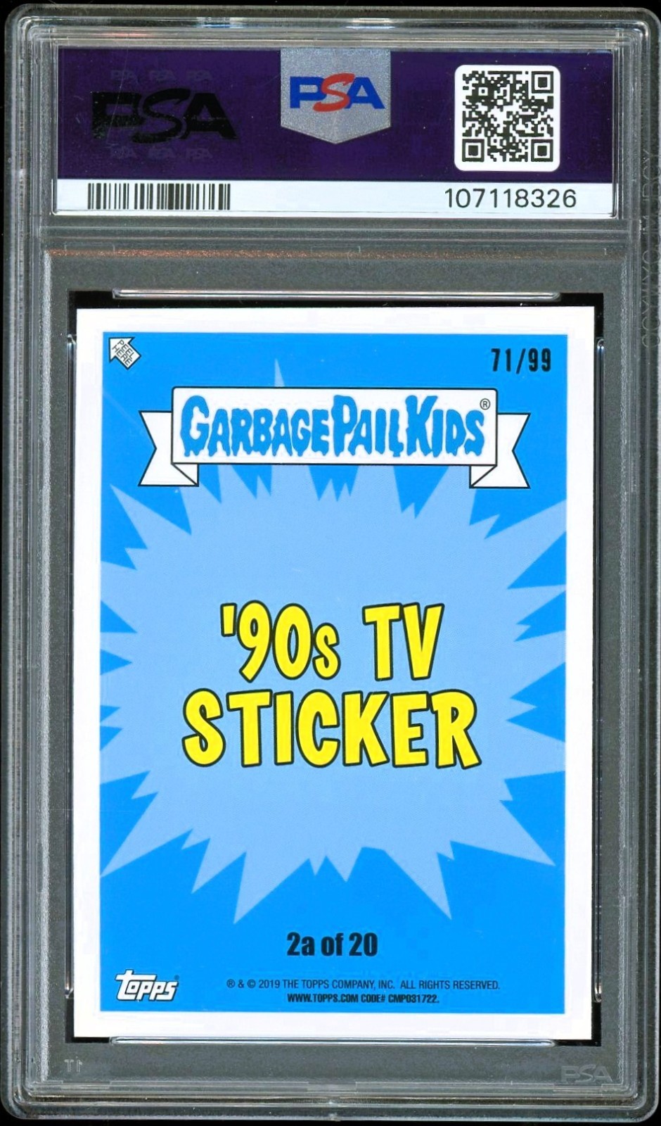 2019 Garbage Pail Kids We Hate 90s 2a Seinfeld Jerry Kramer Hair BLUE /99 PSA 9 view 2