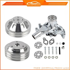 High Volume Long Water Pump 2 3 Groove Crankshaft Pulley For Chevy Sbc 350 High Volume Long Water Pump 2 3 Groove Crankshaft Pulley For Chevy Sbc 350