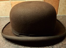 Vintage Christys London brown wool felt bowler hat size 7and 1/8th (58)