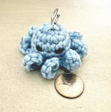 Cool Blue Jellyfish Amigurumi Stuffed OOAK Crochet Bag Clip- PRICED INDIVIDUALLY