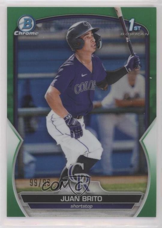 2023 Bowman Chrome Prospects Green Refractor 99/99 Juan Brito #BCP-77 7iu