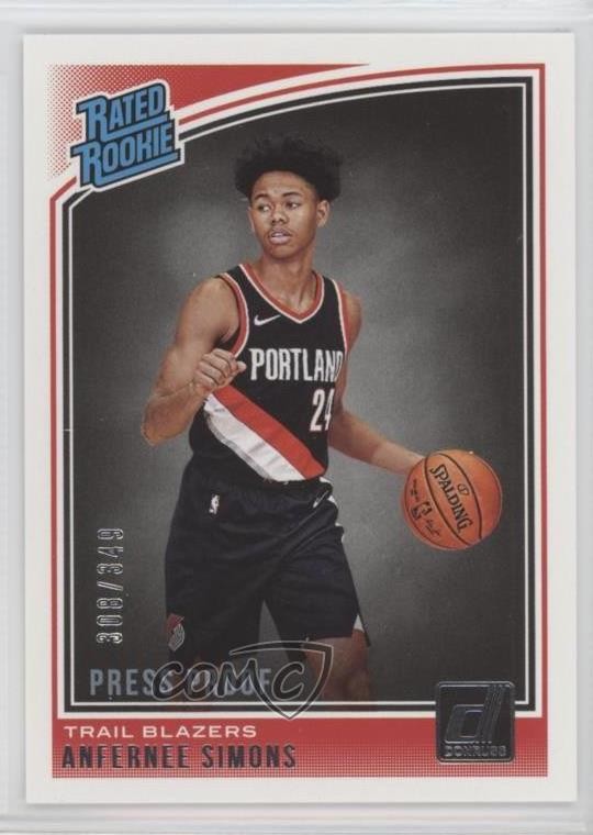 2018 Panini Donruss Rated Rookies Press Proof Silver 308/349 Anfernee Simons 5yi