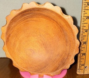 Handcrafted Wooden Scalloped Edge Bowls Set of 5- Decorative Wood Bowls