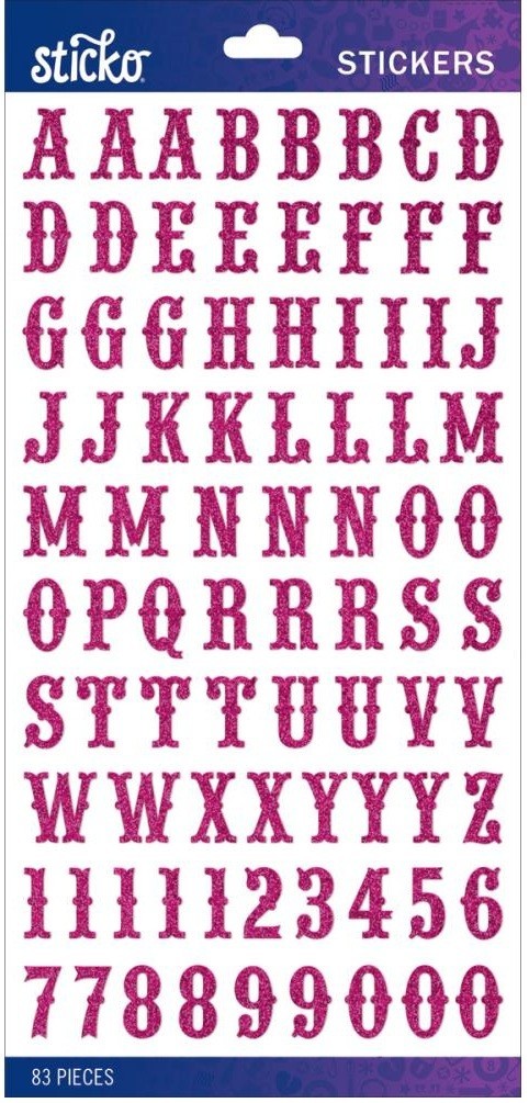 Alphabet: Hot Pink Glitter Carnival, 4x7