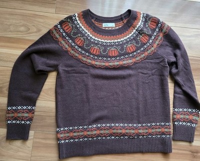 NWOT Croft Barrow Fall Pumpkin Brown Fair Isle Sweater Cotton Shirt Top  Kohls