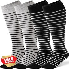 Bamboo Plus Size Compression Socks Wide Calf 15-20 mmHg Men Women