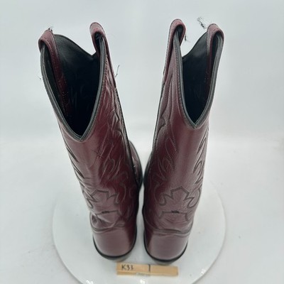Old West Men Size 8D Black Cherry Leather Pull On Western Cowboy Boot Old West Men Size 8D Black Cherry Leather Pull On Western  main image 4