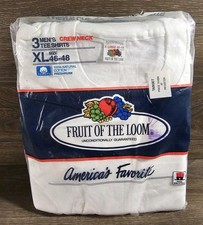 Vtg 1989 NOS Fruit of the Loom Men's 3 Pack Crew Neck White T-Shirts 46-48 XL
