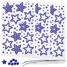 3Sheets Blue Star Gem Stickers Jewels for Crafts, Face Makeup - Self Adhesive...