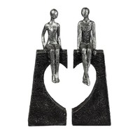 Dekoobjekt Herz Mit Paar 2Tlg. H. 26Cm Schwarz Silber Aus Kunststein Formano
