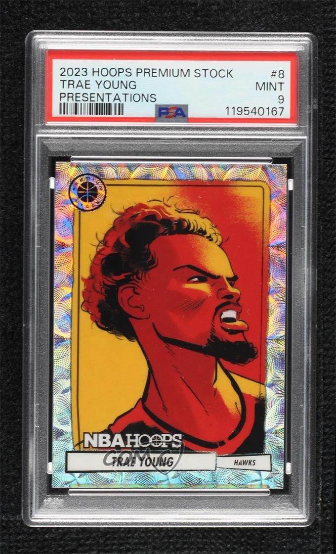 2023 Panini NBA Hoops Premium Stock Presentations Trae Young #8 PSA 9 MINT 8d2