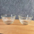 Pyrex Set of 2 Vintage 7401-S, 3 Cup Clear Glass Ribbed Mixing Bowls USA