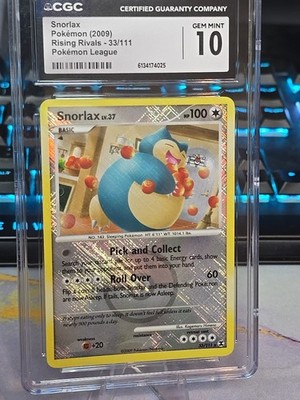 👑⭐ Snorlax 2009 Rising Rivals 33/111 Certified Gem Mint 10
