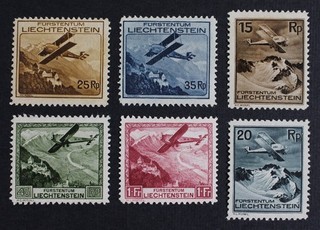 CKStamps: Liechtenstein Stamps Collection Scott#C1 C6 Mint NH OG Light Gum Dist