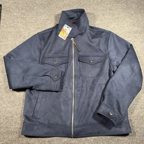 Robert Graham Vegan Suede Large Navy Blue Field Jacket  NWT. $248 video thumbnail