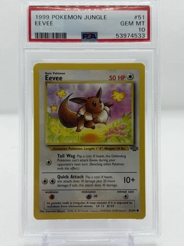 Eevee 51/64 PSA 10 GEM MINT Pokemon Jungle Unlimited 1999