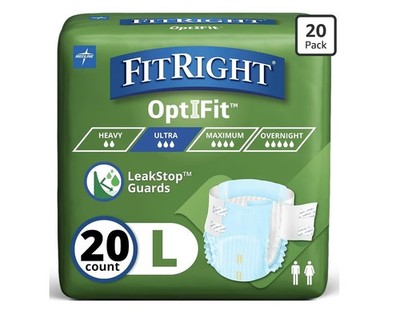 FitRight Extra+ OptiFit Heavy Absorbency Adult Diapers, FSA/HSA Eligible,20