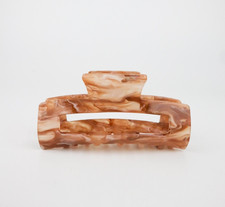 1pc Brown Crema Marble Hair Claw Clip, Acetate Hair Claw 3 inches