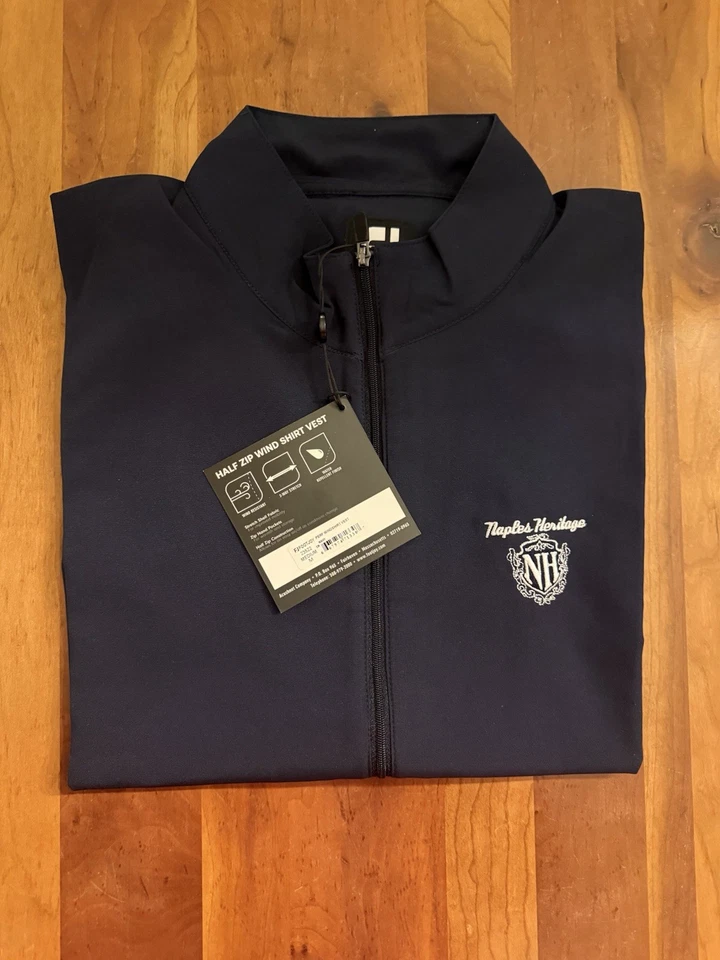 FootJoy Men’s 1/2 Zip Performance Windshirt VEST Navy Medium W/Logo NWT CG-296 - Image 2 of 2