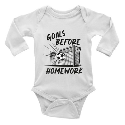 Goals Before Homework Fußball Soccer lustiger Body mitwachsender Weste L/S