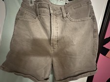 Old Navy O.G. Boyfriend Shorts Size 12 Tan Denim High Rise 3" Inseam Cuffed