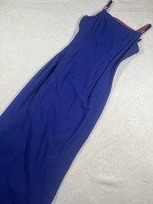 Scott McClintock Dress Womens 8 Blue Rhinestone V Neck Maxi Formal Evening Gown