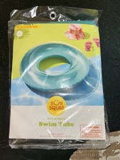 Sun Squad Blue Inflatable Swim Tube, NWT Pool Float Water Toy 31 In Ages 9