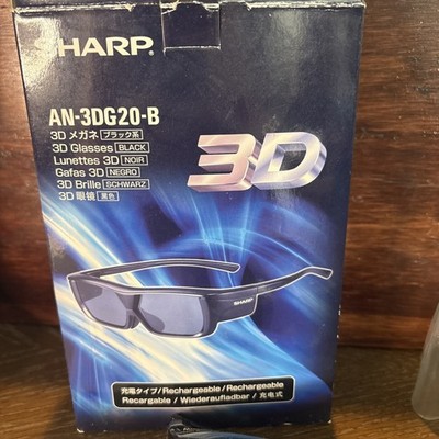 Sharp Aquos 3D TV Glasses Rechargeable AN-3DG20-B Complete Never Used Open Box