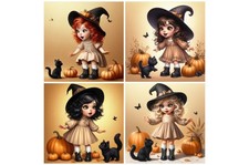 4 Little Witches Embellishments Junk Journal Scrapbook