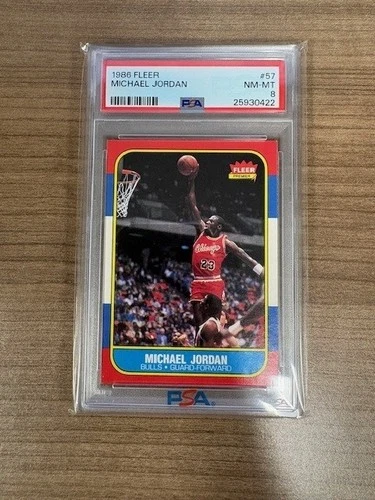 1986 FLEER #57 MICHAEL JORDAN ROOKIE RC PSA 8 \*