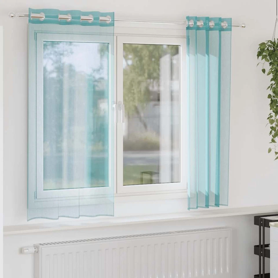 Rideaux en voile avec passe-tringles 2 pcs turquoise rideau en filet vidaXL - Photo 2/4