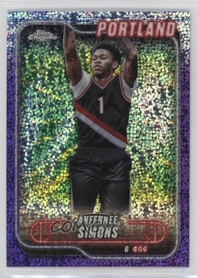 2024-25 Topps Chrome Purple Speckle Refractor 75/299 Anfernee Simons #53 10wc