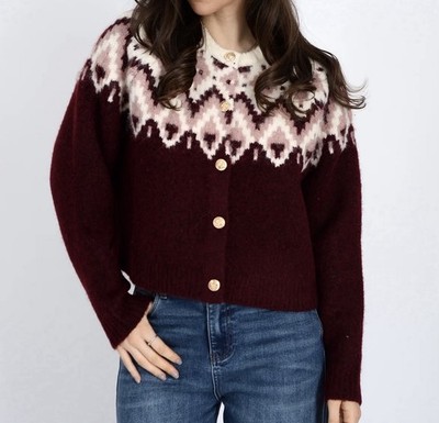 New RD Style - Cornelia Fair Isle Women's Cardigan Sweater Size XL