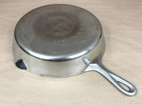 Vintage Griswold #9 Cast Iron Skillet 710 Nickel Plated Large Block Logo