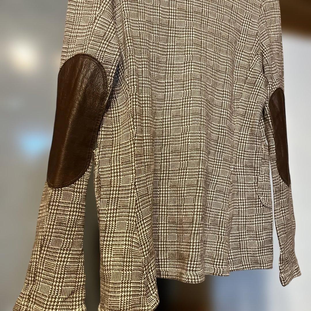 KAPITAL Brown Check Linen Blend Jacket Leather Elbow Patch Size 1 S #FF AHA image 5