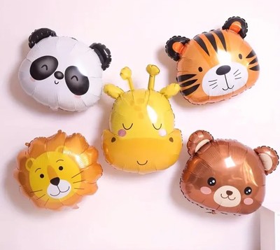 5 Stück Tier Ballon Tiger Gesicht Giraffe Affenkopf Dschungel Anime Party Deko