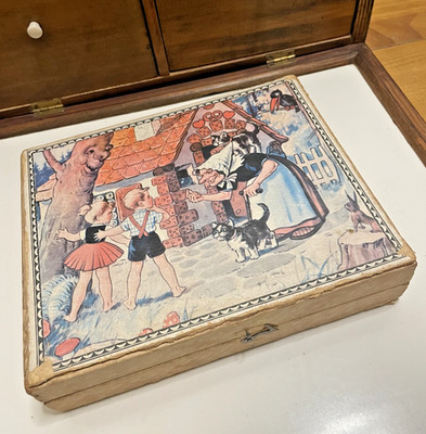 Vintage Original Kinder Märchen Holz 20 Stück Bild Block Puzzle