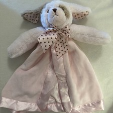 Bearington Baby Pink Plush Puppy Dog Lovey Security Blanket Satin Polka Dots