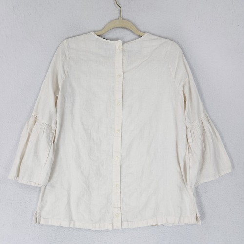 Hatch Shirt Women Medium Cream Hemp Blend Bell Sleeve Maternity Blouse The Nines - Picture 10 of 11