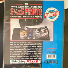 Clear File ArchivalPLUS 25 Photo Sleeve Refill Pages 3.5x5 Prints 320025-B NEW