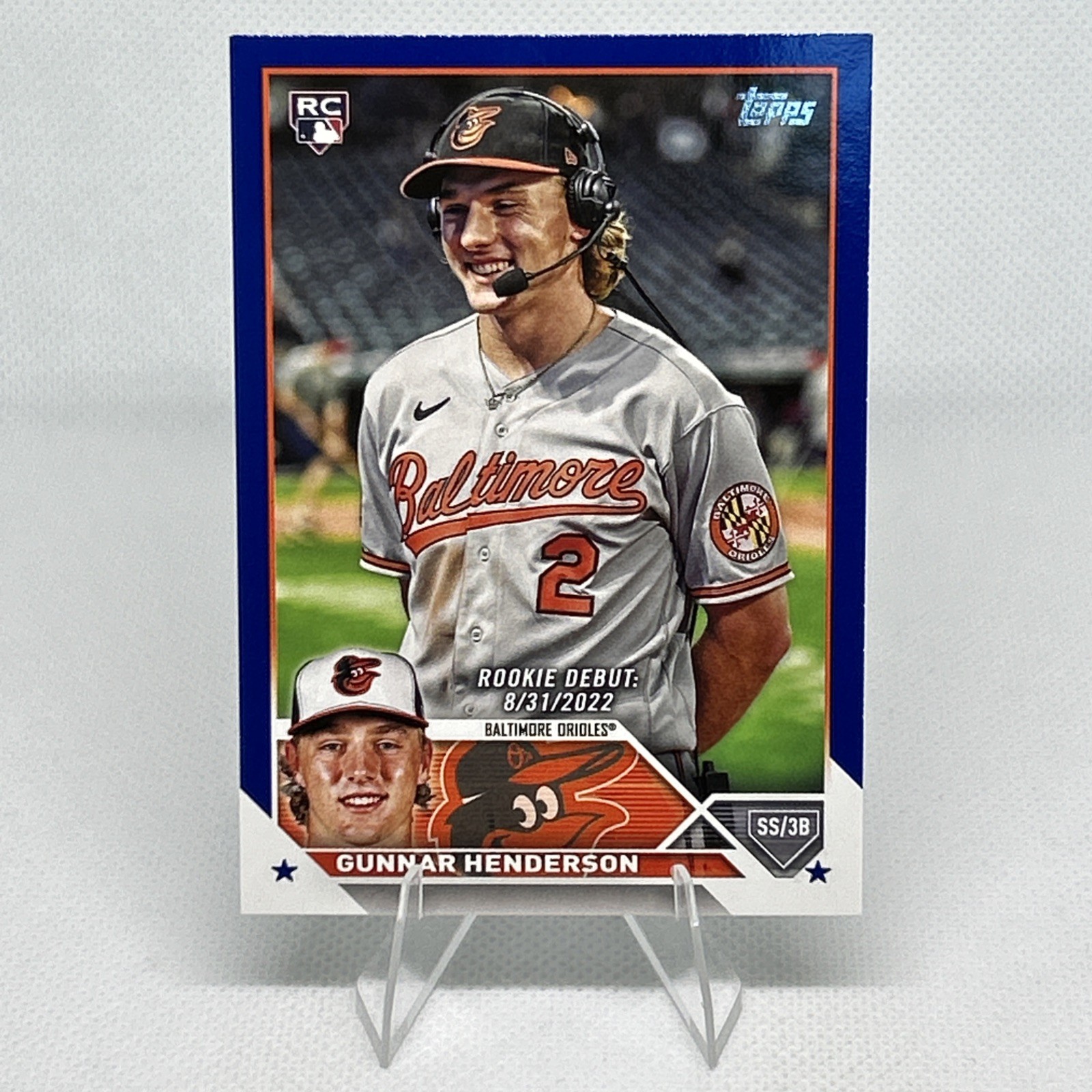 Gunnar Henderson Rookie Card 2023 Topps Update Series Debut Royal Blue #US18