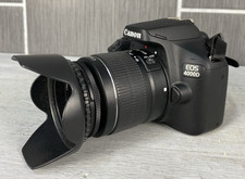 Canon EOS 4000D DSLR Camera EF-S 18-55mm f/3.5-5.6 DC III Battery, Hood  Strap