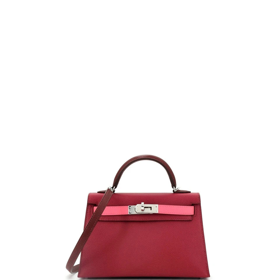 Bolso Hermes Kelly Mini II Tricolor Epsom con Herrajes de Paladio 20