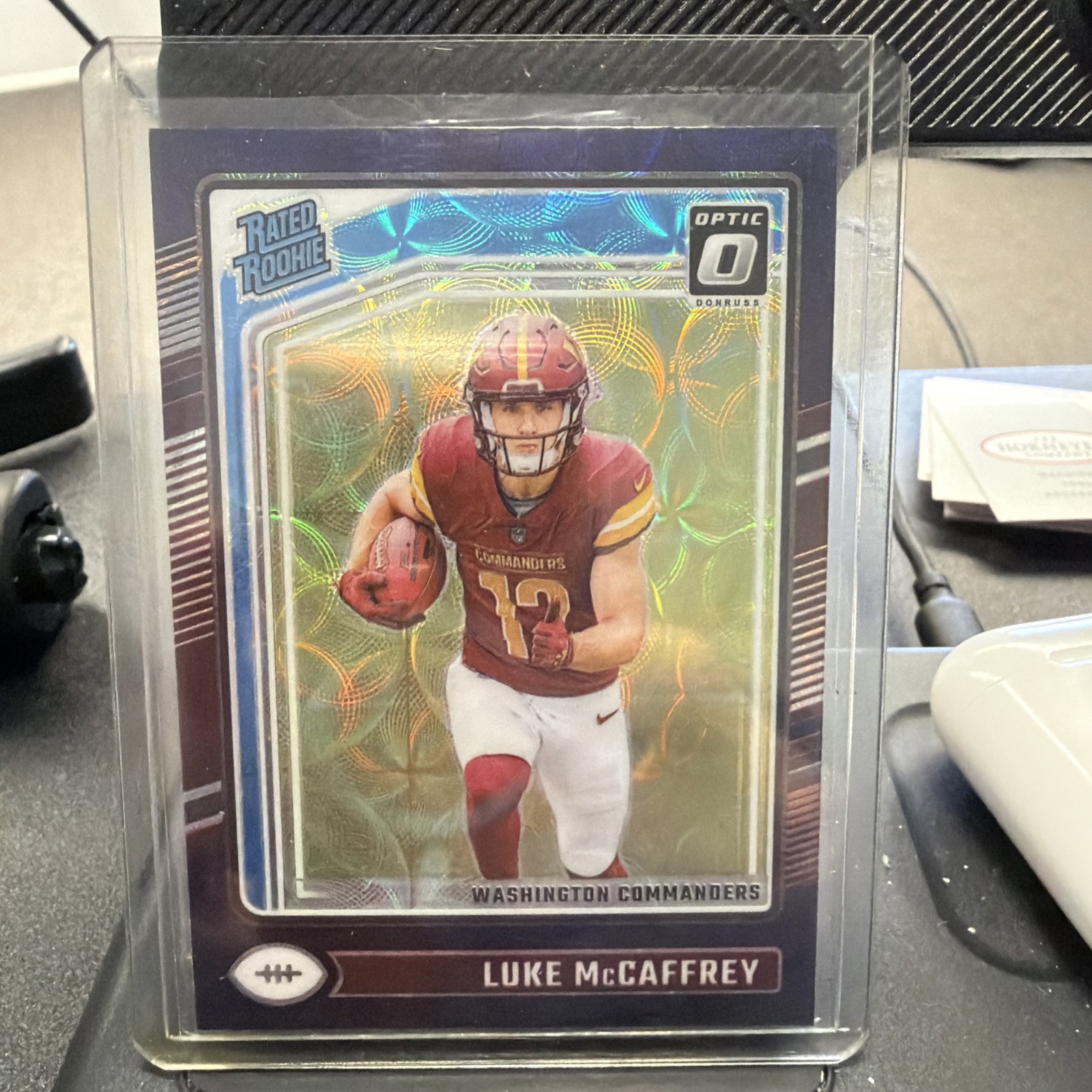 2024 Panini Donruss Optic - Rated Rookie Luke McCaffrey #268 Purple Scope Prizm