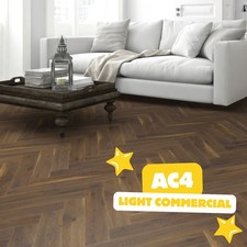 ☕ Sample* 12mm Espresso Oak Herringbone Laminate Flooring Parquet - £22.99SQM