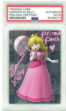 PSA Signed Samantha Kelly Princess Peach Silver Card 2022 Panini 165 Super Mario