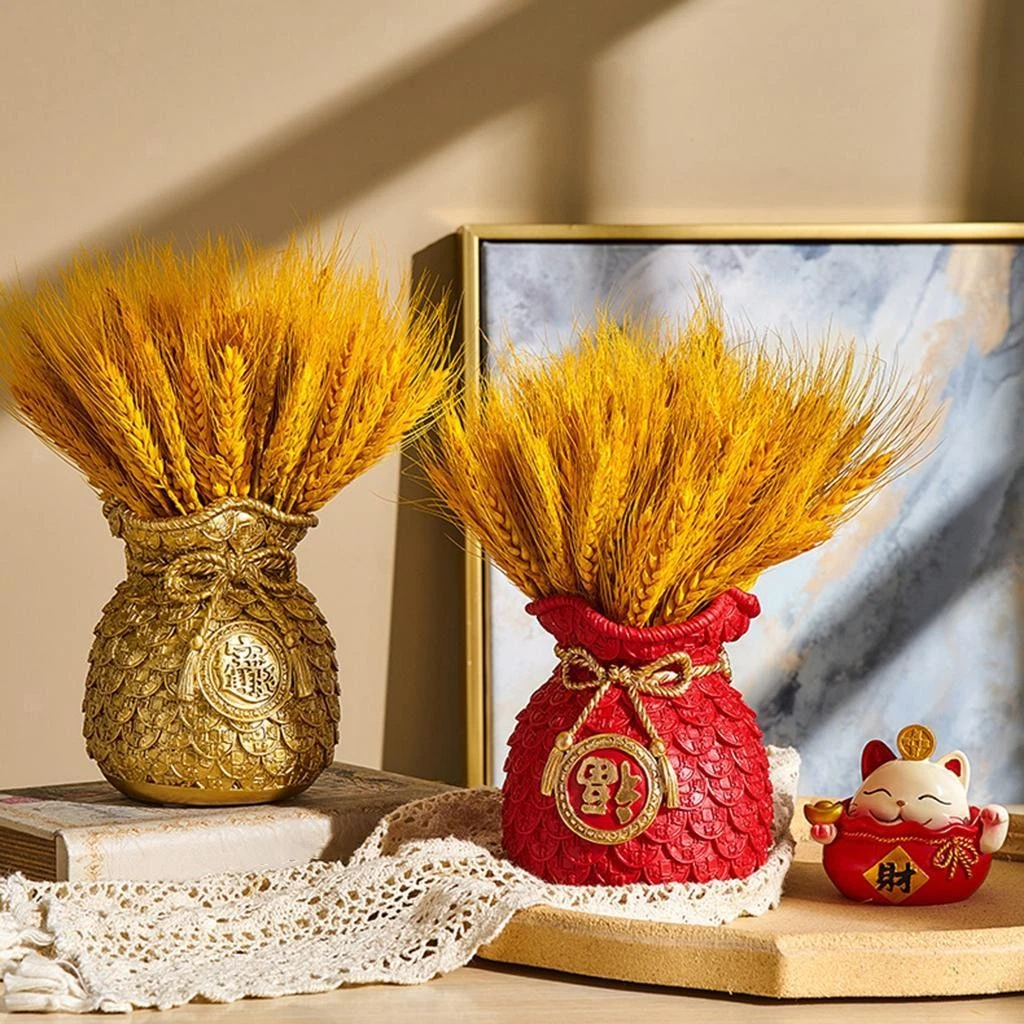 Flower Vase Planter Pot Shape Wealth and Luck Wealth Art for Home Room Decor