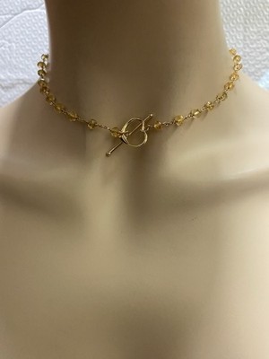 14k Gold Citrine Beaded Necklace 16 Inches, 7.10 Grams