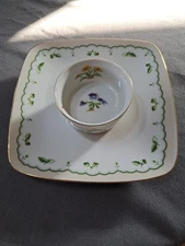 Georges Briard Victorian Garden Chip and Dip Platter Serving Tray Gold Trim