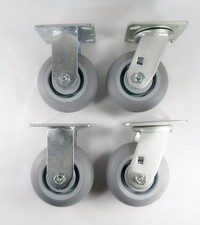 5" x 2" Non-Marking Rubber Caster - Rigid (2EA) & Swivel (2EA)